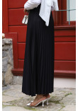 waisted Elastic Pleated Skirt TSD240217 Black