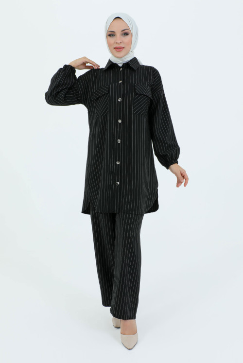 Drop pocket Kapaklı Button Suit TSD231209 Black