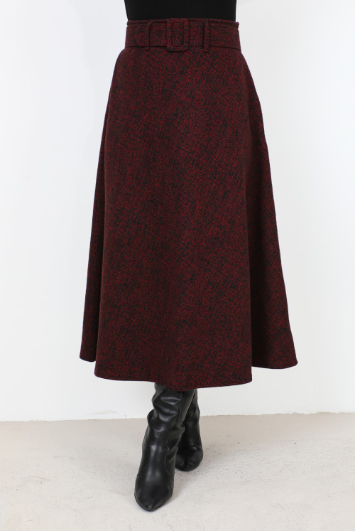 Patterned Winter Mevlana Skirt TSD231017 Claret Red