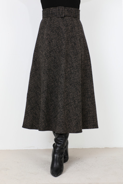 Patterned Winter Mevlana Skirt TSD231017 Brown
