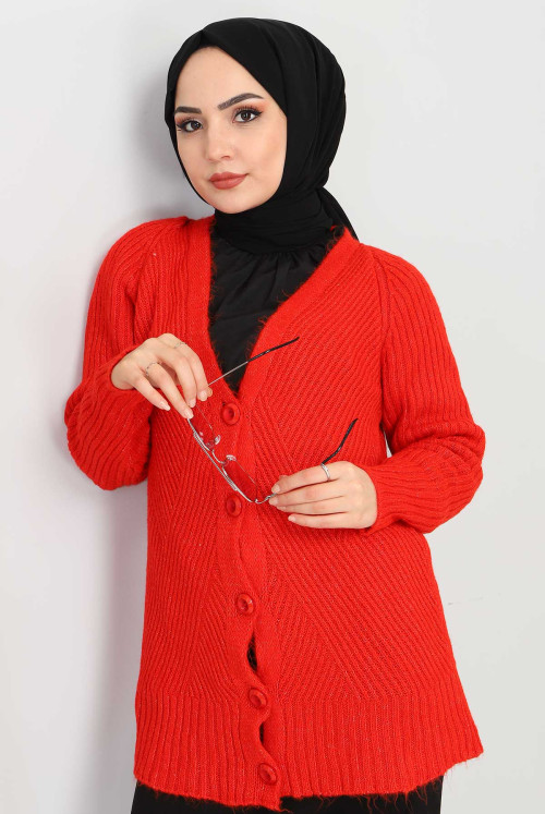 Button Knitwear Cardigan TSD211208 Red
