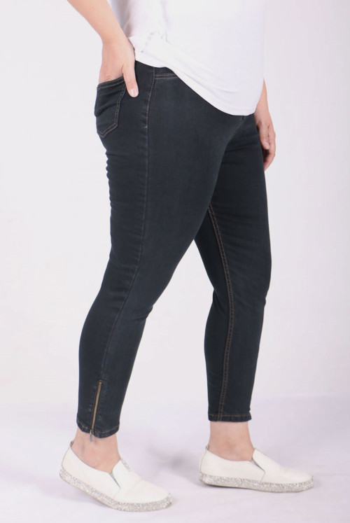 9121 Plus Size waisted Elastic Narrow Trotter Jeans Pants - Dark Antrasit