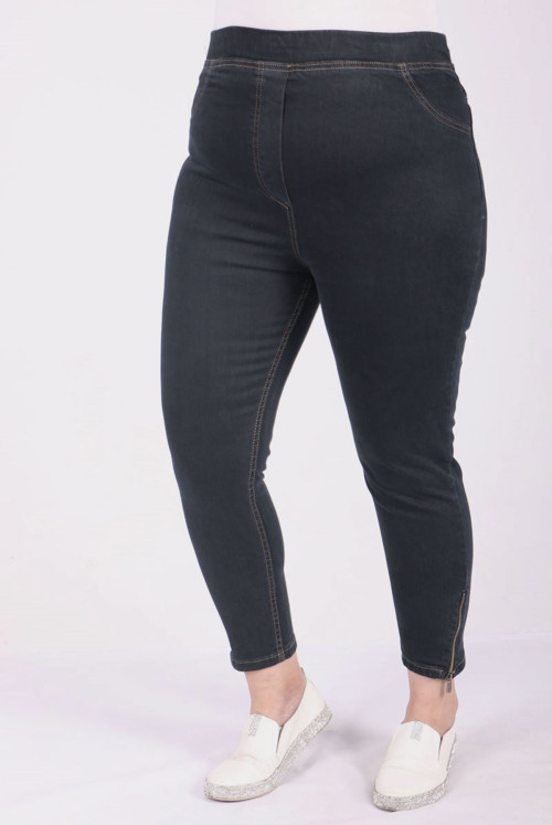 9121 Plus Size waisted Elastic Narrow Trotter Jeans Pants - Dark Antrasit