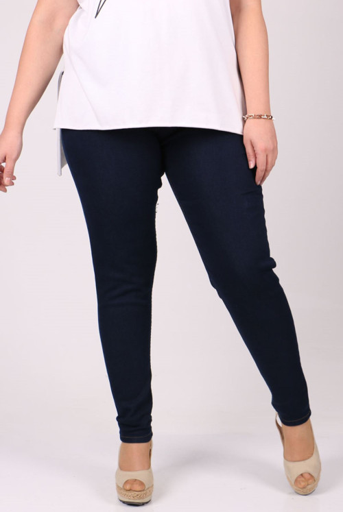 9183 Plus Size Narrow Trotter Long Length Jeans Pants - Dark Navy blue
