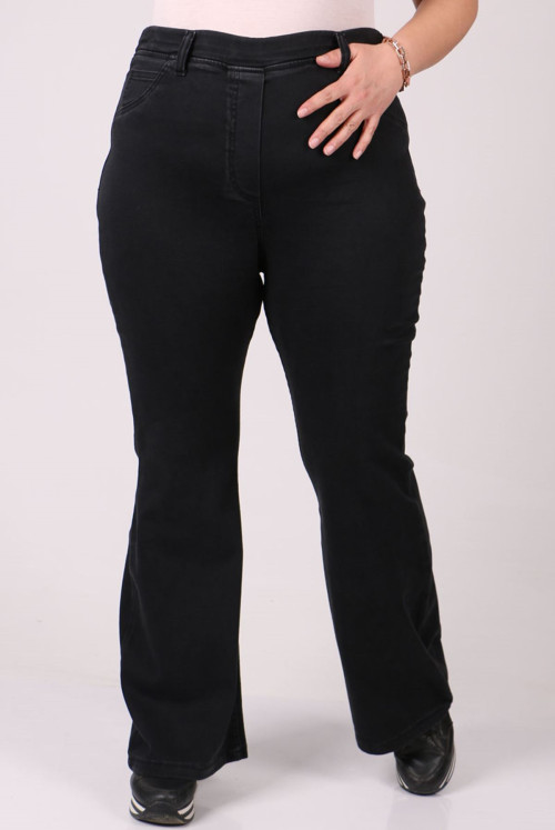 9137-6 Plus Size waisted Elastic Spanish Trotter Jeans Pantalon - Black