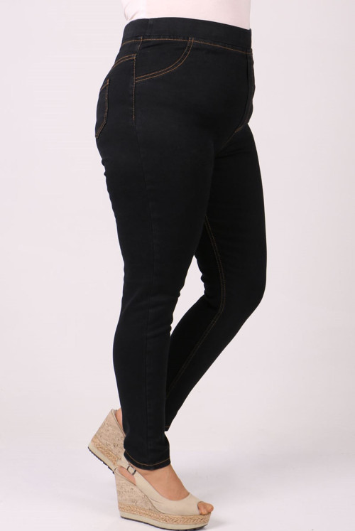 9184 Plus Size waisted Elastic Narrow Trotter Jeans Pants - Black