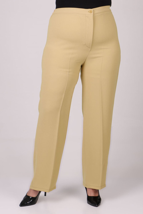 29017 Plus Size waisted Elastic Double Kat Crepe Pants - Kum Beji