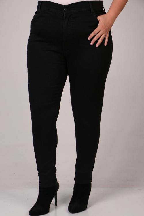 9183 Plus Size Narrow Trotter Long Length Jeans Pants - Black