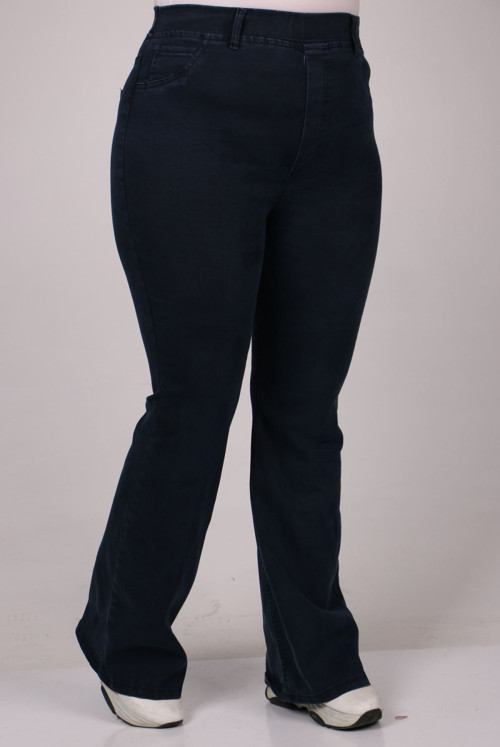 9137-7 Plus Size waisted Elastic Spanish Trotter Jeans Pants - Navy blue