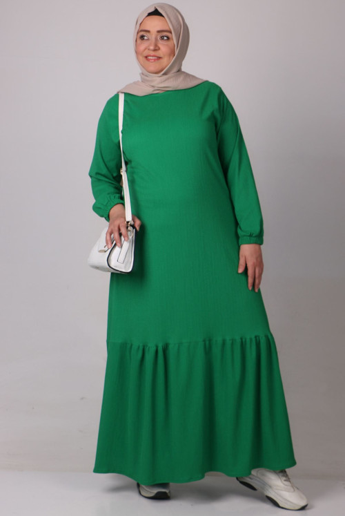 32024 Plus Size Skirt Ucu Frilly Bürümcük Dress -Benetton