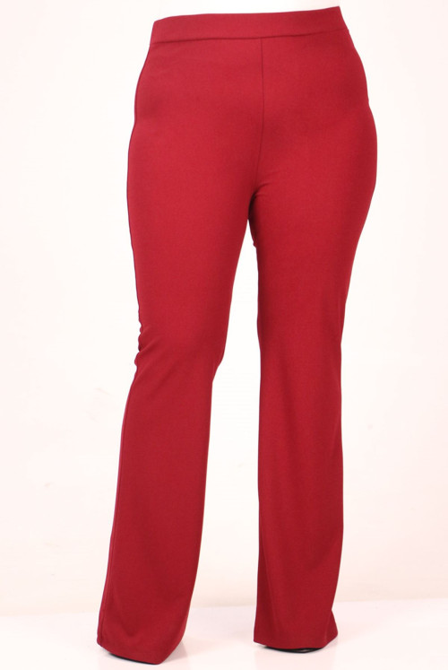 29507 Plus Size Spanish Trotter SCUBA Pants - Claret Red