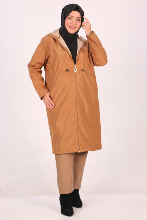 33055 Plus Size Zipped Bondit Women-Jackets-Taba