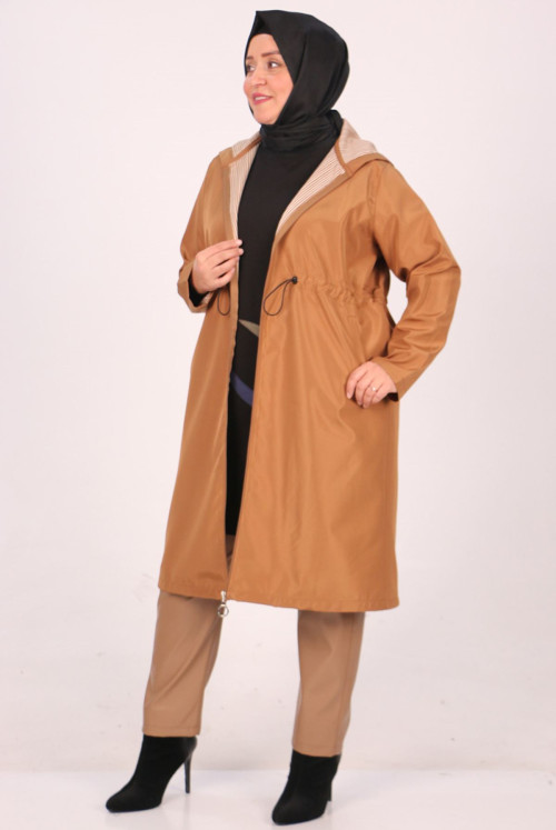 33055 Plus Size Zipped Bondit Women-Jackets-Taba