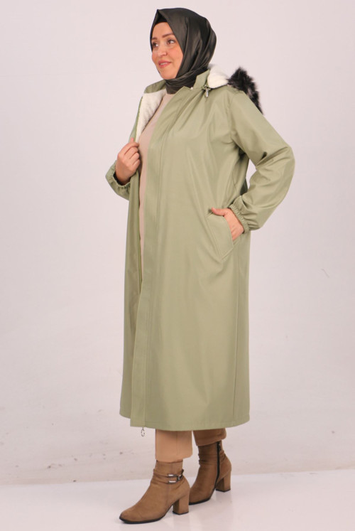 33069 Plus Size Fur Lined Bondit Women-Jackets - Nefti