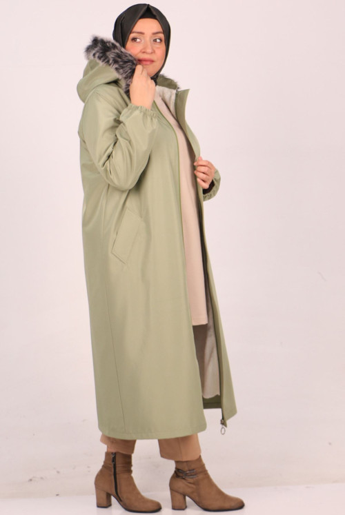 33069 Plus Size Fur Lined Bondit Women-Jackets - Nefti