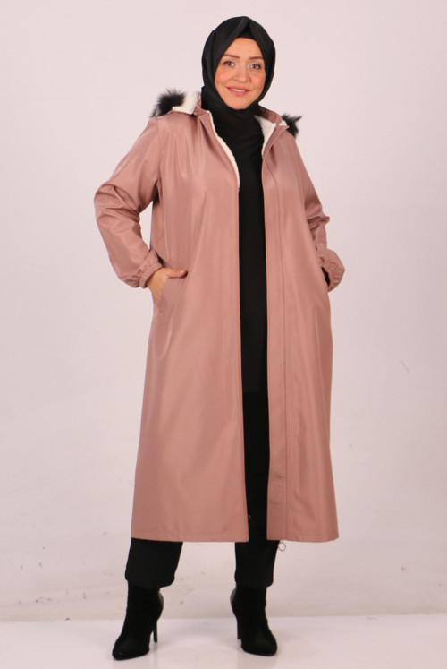 33069 Plus Size Fur Lined Bondit Women-Jackets - Rose Kurusu
