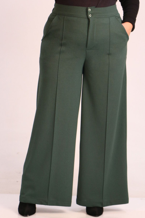 39047 Plus Size SCUBA Plentiful Trotter Pants - Emerald