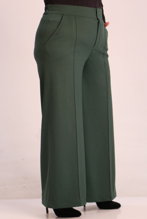 39047 Plus Size SCUBA Plentiful Trotter Pants - Emerald