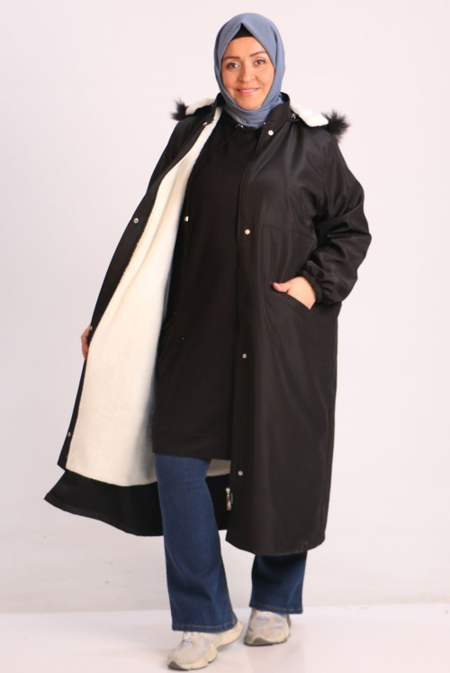 33106 Plus Size Inside Furry Bondit  Women-Jackets-Black