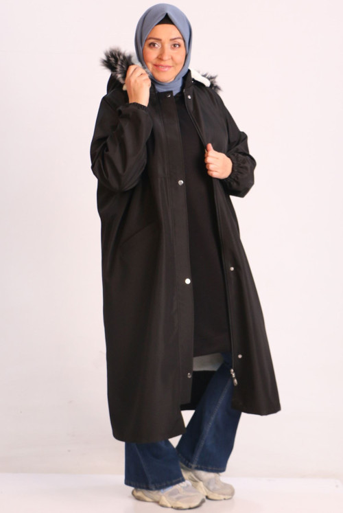33106 Plus Size Inside Furry Bondit  Women-Jackets-Black