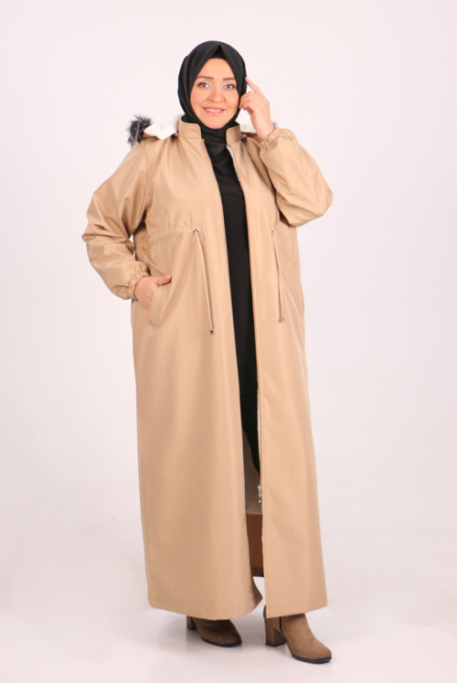 36011 Plus Size Bondit Inside Furry Abayas-Mink
