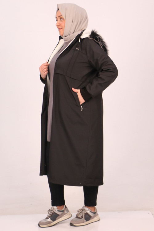 33105 Plus Size Inside Furry Bondit Women-Jackets-Black