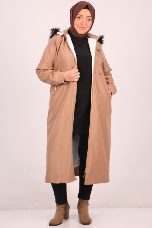 33105 Plus Size Inside Furry Bondit Women-Jackets-Mink