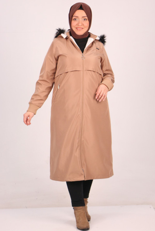 33105 Plus Size Inside Furry Bondit Women-Jackets-Mink