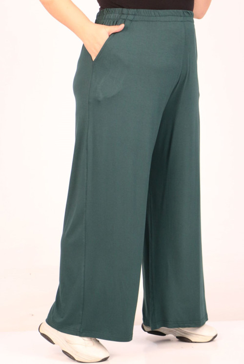 39000 Plus Size High waisted Elastic Plentiful Trotter Penye Pants - Emerald