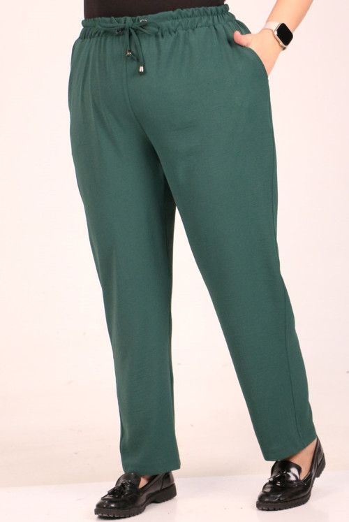9169 Plus Size Elastic Airobin Narrow Trotter Pants - Emerald