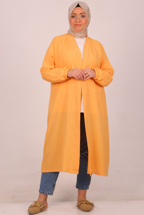 33033 Plus Size Linen Airobin Jacket - Yellow