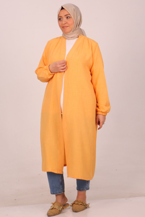 33033 Plus Size Linen Airobin Jacket - Yellow