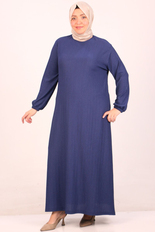 32025 Plus Size Bürümcük Dress - Navy blue