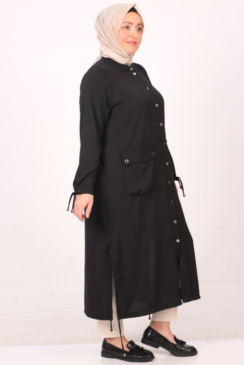 33023 Plus Size Çıtcıtlı Airobin Women-Jackets-Black