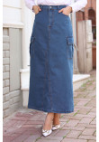 Kargo Pockets Jeans Skirt TSD240321 - Blue
