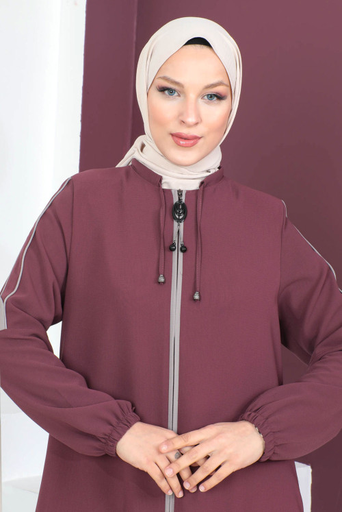 Arms Button Hijab Abayas TSD230440 Rose Kurusu