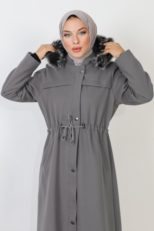 arm Fitted Complete Length Stamping fabric Coat TSD230915 Grey