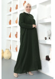 Pul Inlaid Hijab Abayas TSD230330 Khaki