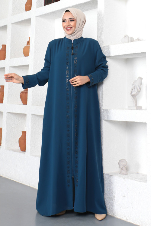 Pul Inlaid Hijab Abayas TSD230330 İndigo