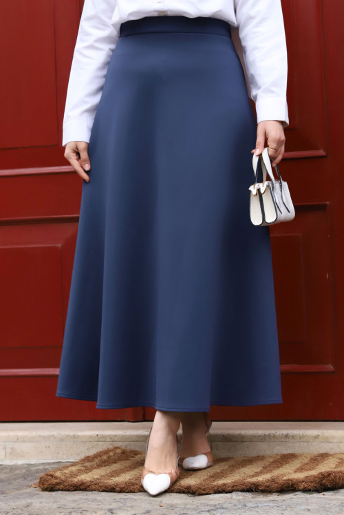 SCUBA flared Skirt TSD240218 Navy blue