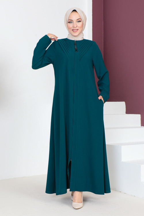 Triangle Striped Hijab Abayas TSD230424 Emerald Green