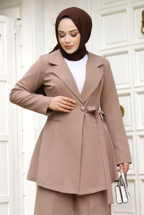 Hand-Linked Double Breasted Collar jacketed Suit TSD240230 Mink