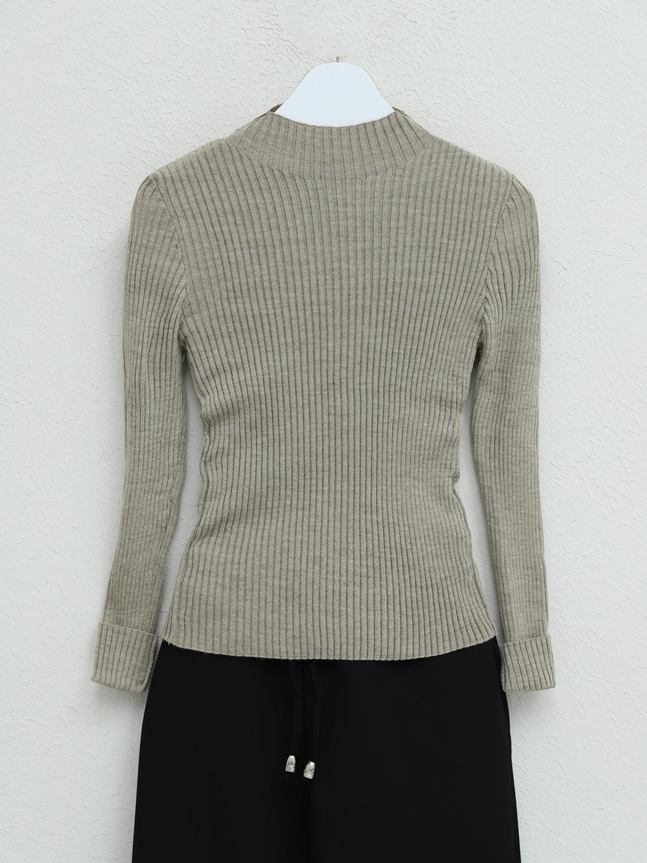 Half Throat Fitilli Knitwear Sweater -Light Brown