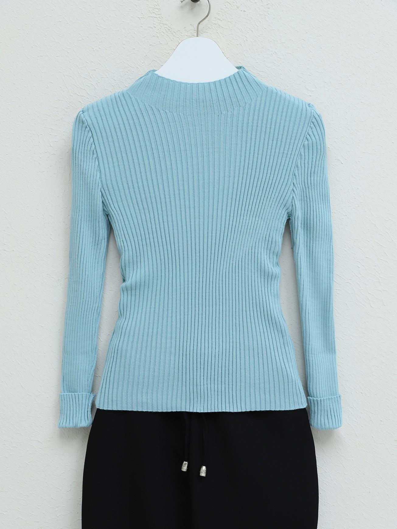 Half Throat Fitilli Knitwear Sweater -Bebe Blue