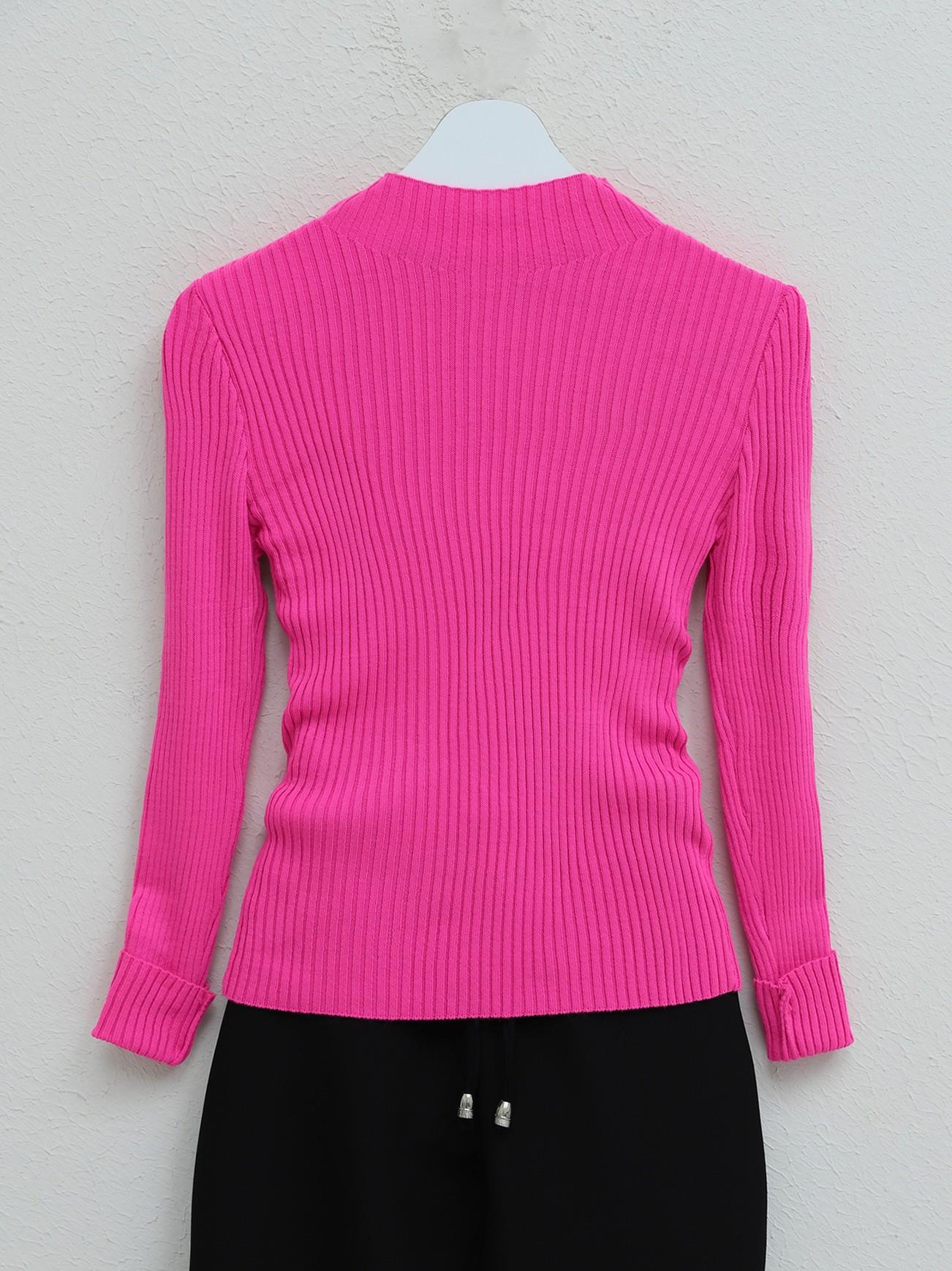 Half Throat Fitilli Knitwear Sweater -Pink