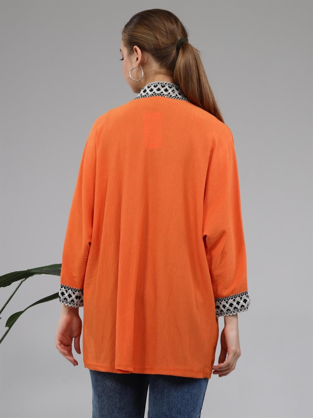 Araboy Ethnic Stripe Kimono -Orange