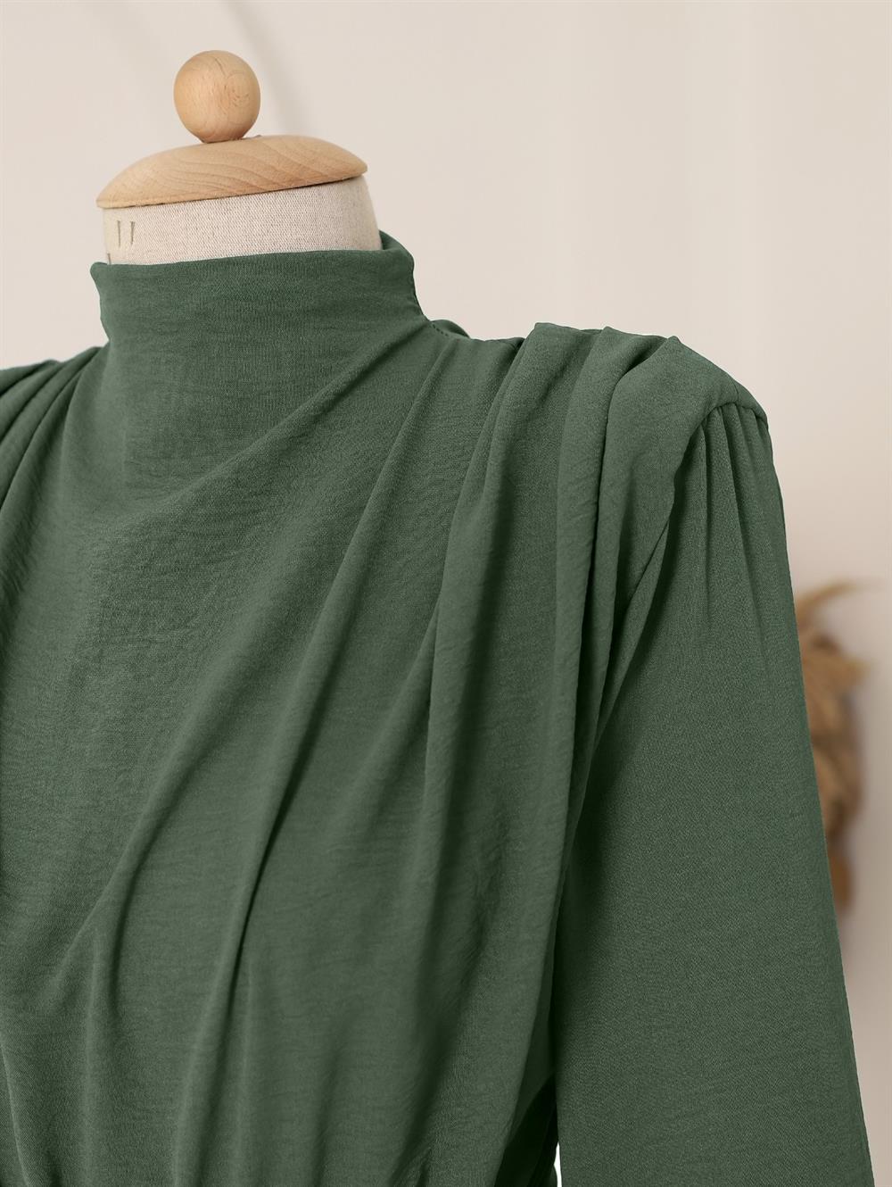 Skirt Detailed Vatkalı Ayrobin Overalls  -Green