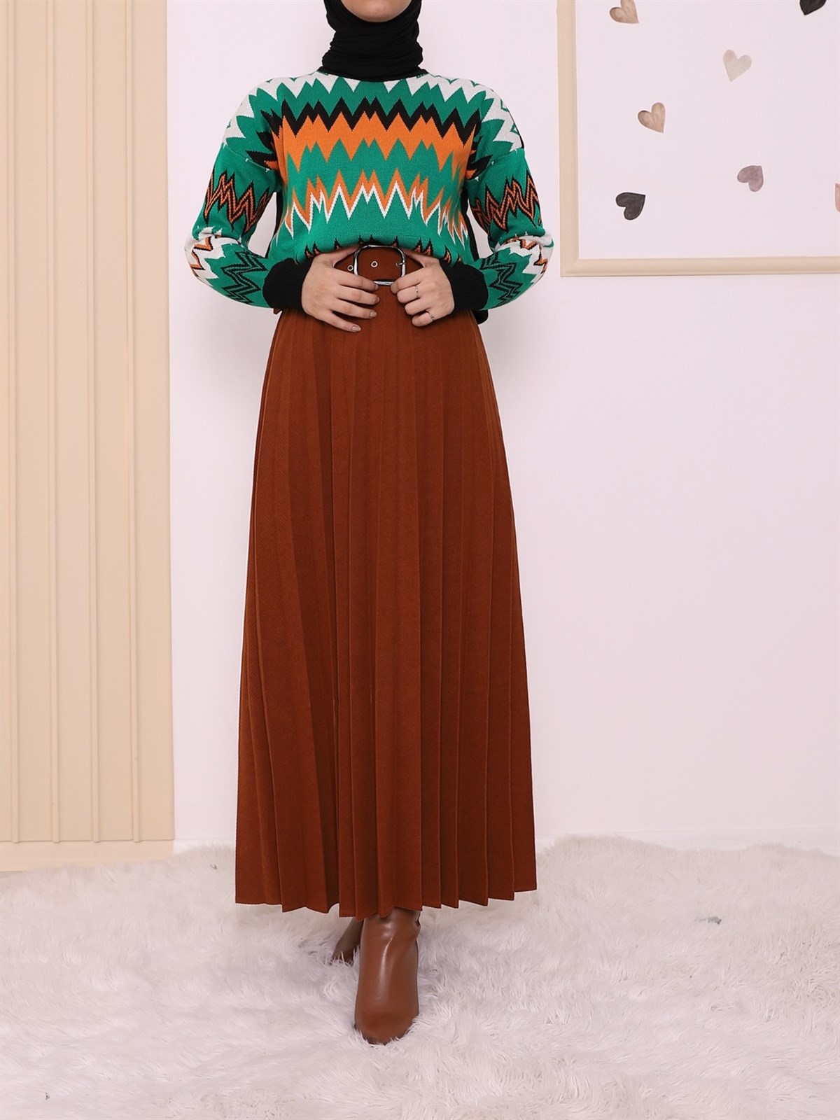 pleated skirt outfithijab