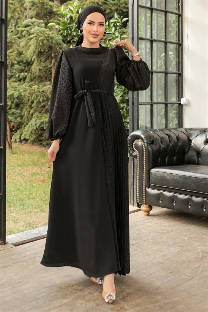 Aksel Patterned Dress 789 - Black