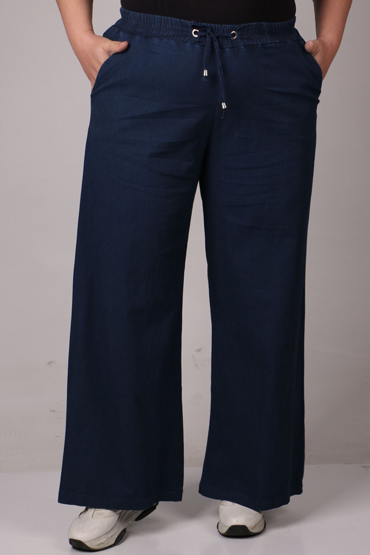 29000-1 Plus Size Piti Kareli Plentiful Trotter Jeans Pants - Navy blue
